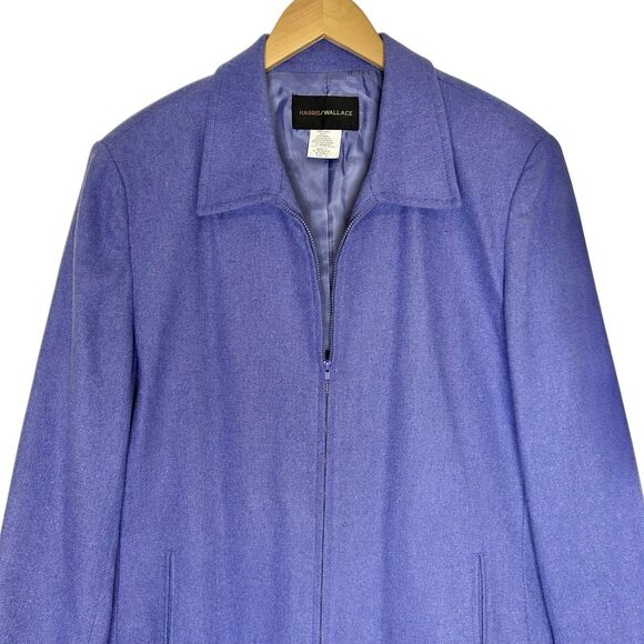 Harris Wallace Womens Blazer Jacket Wool Blend Zip Front Sz 16 Light Purple - Picture 3 of 12